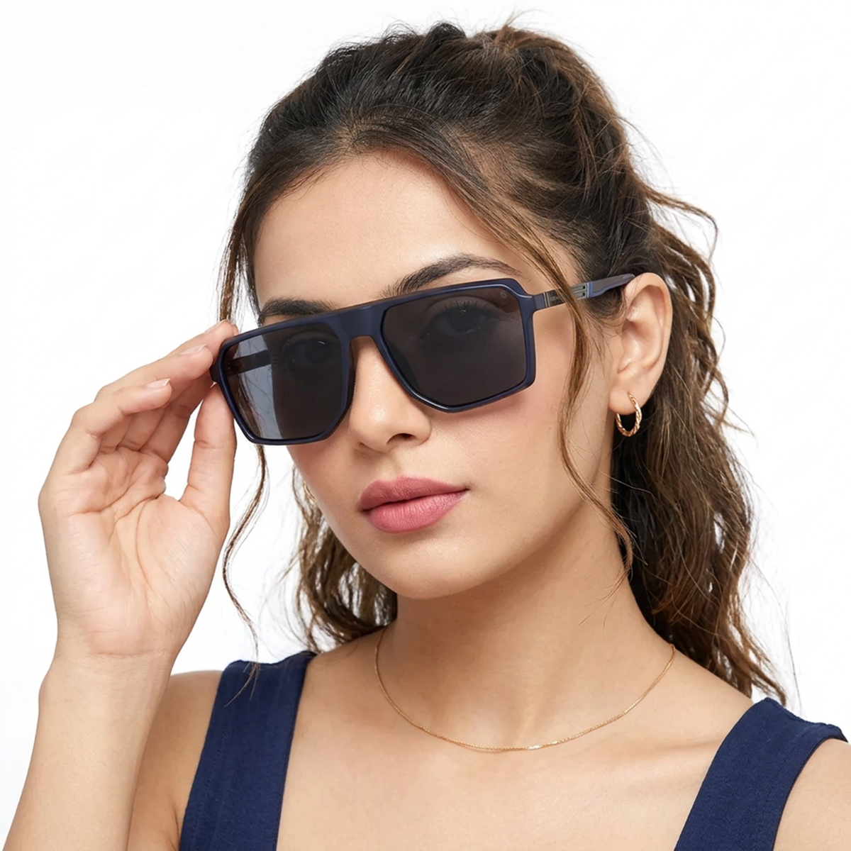 Eyejack Blue Wayfarer Sunglasses for Men and Women - Style 1135 - worn by a male model (image 3)