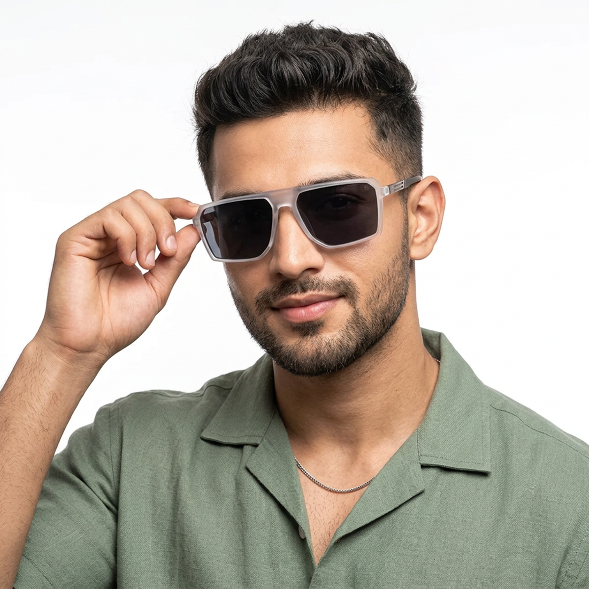 Eyejack Transparent Wayfarer Sunglasses for Men and Women - Style 1136 - worn by a male model (image 1)