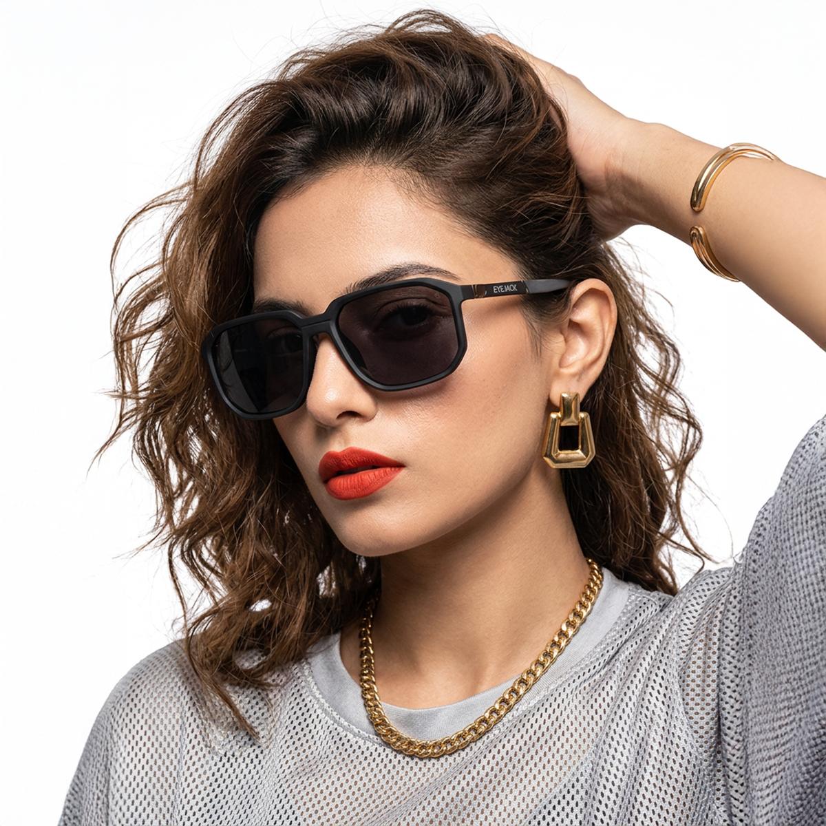 Eyejack Black Wayfarer Sunglasses for Men and Women - Style 1137 - worn by a male model (image 3)
