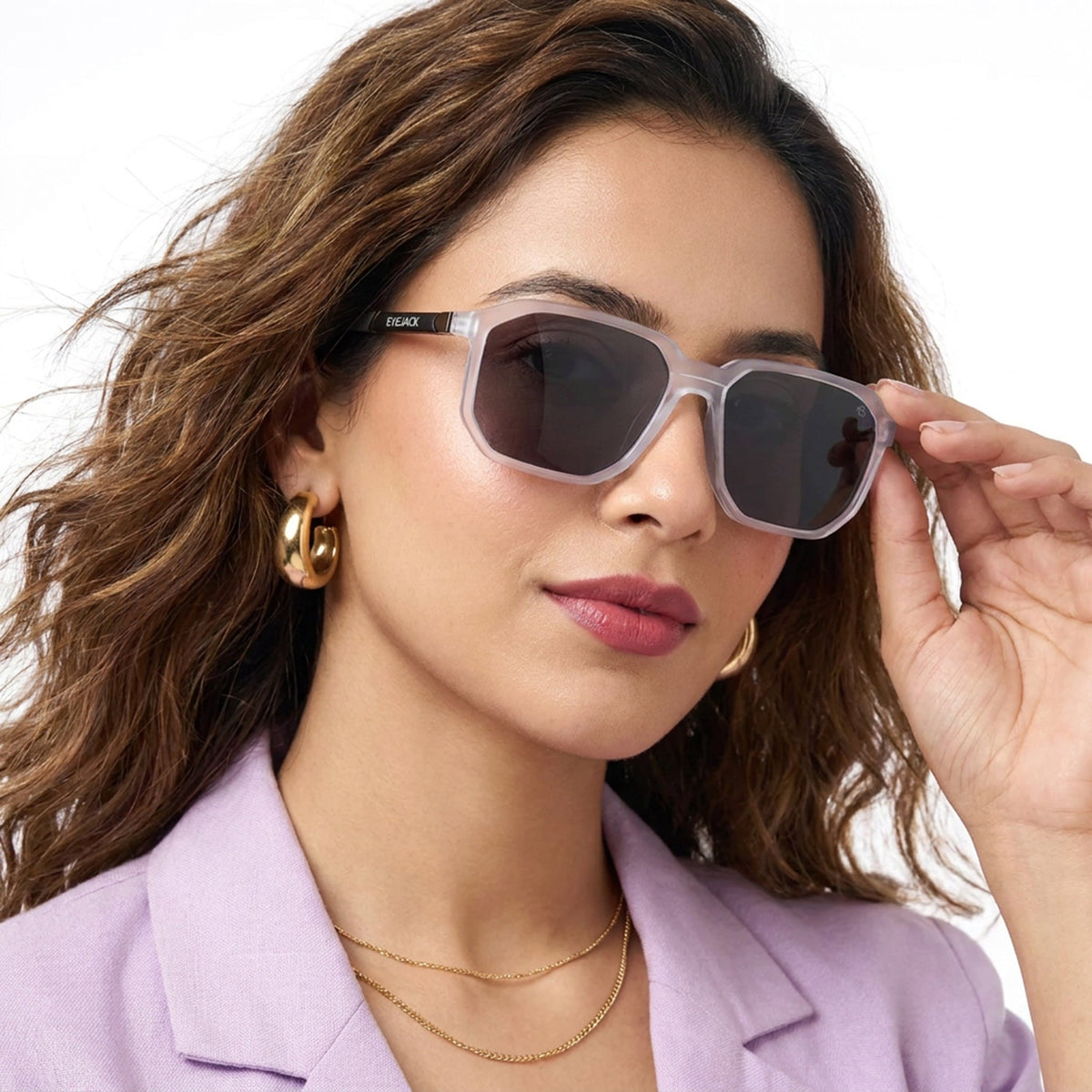 Eyejack Transparent Wayfarer Sunglasses for Men and Women - Style 1141 - worn by a male model (image 3)