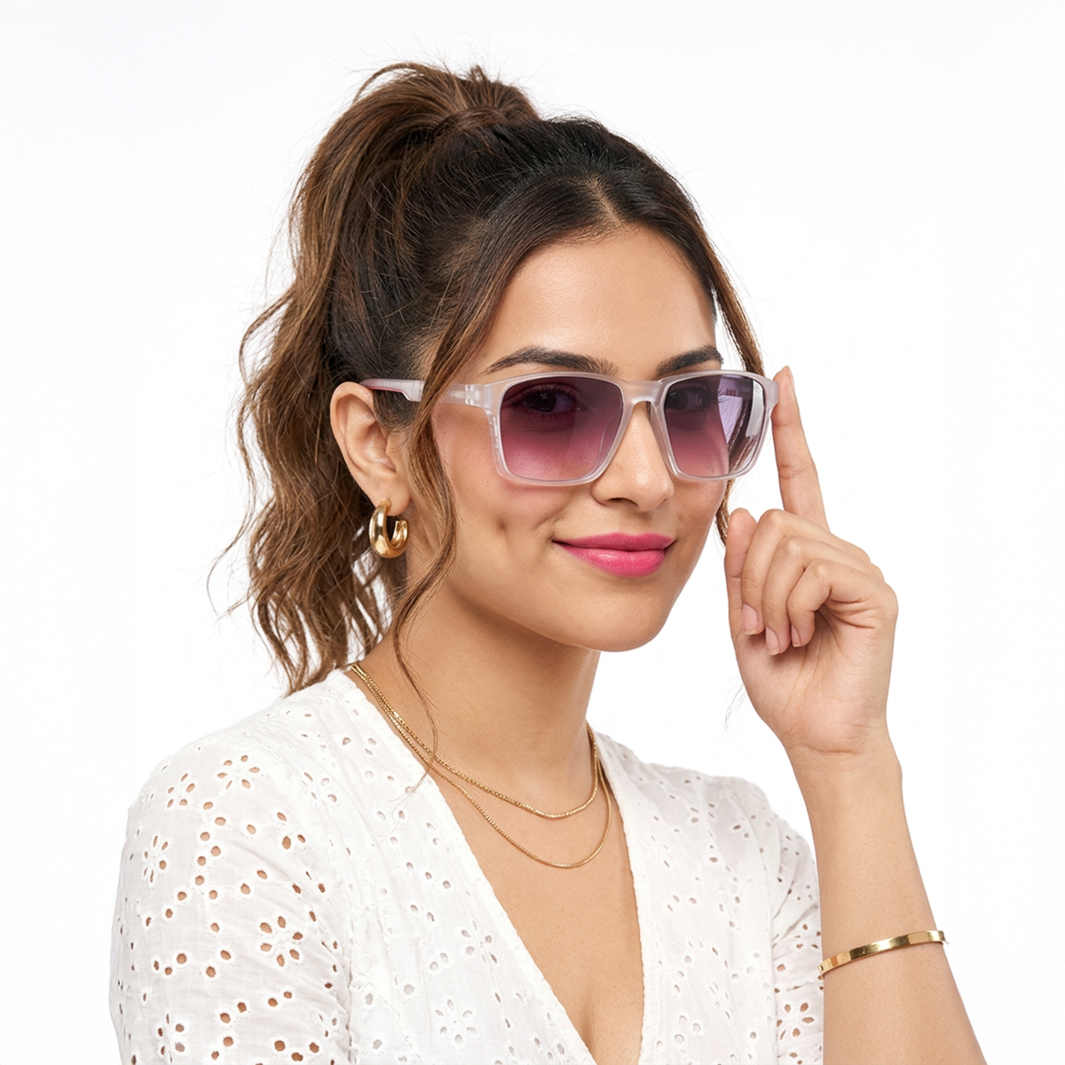 Eyejack Transparent Square Sunglasses for Men and Women - Style 1151 - worn by a male model (image 3)