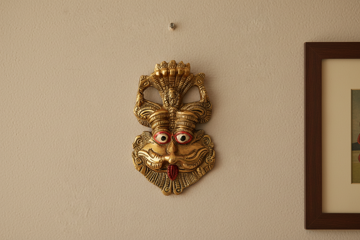 Keerthi Mukhudu Wall Hanging – Sacred Kirtimukha Face for Protection, Vastu & Spiritual Decor