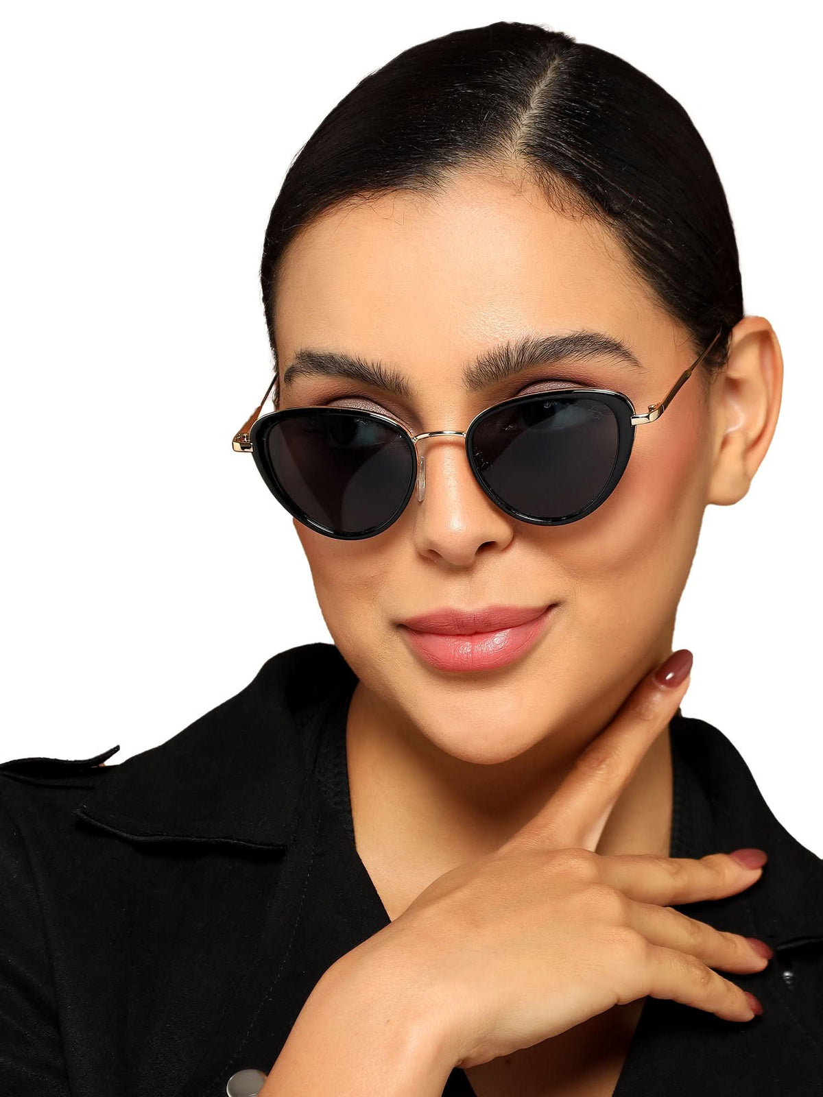Eyejack Black & Golden Cateye Sunglasses for Men and Women - Style 1103 - worn by a male model