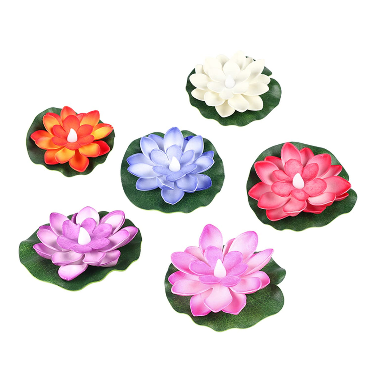 Water Floating Smokeless Candles Lotus Flowers Sensor Led Tealight For Outdoor And Indoor Decoration - Pack Of 6 Candle Candle (Pack Of 6)