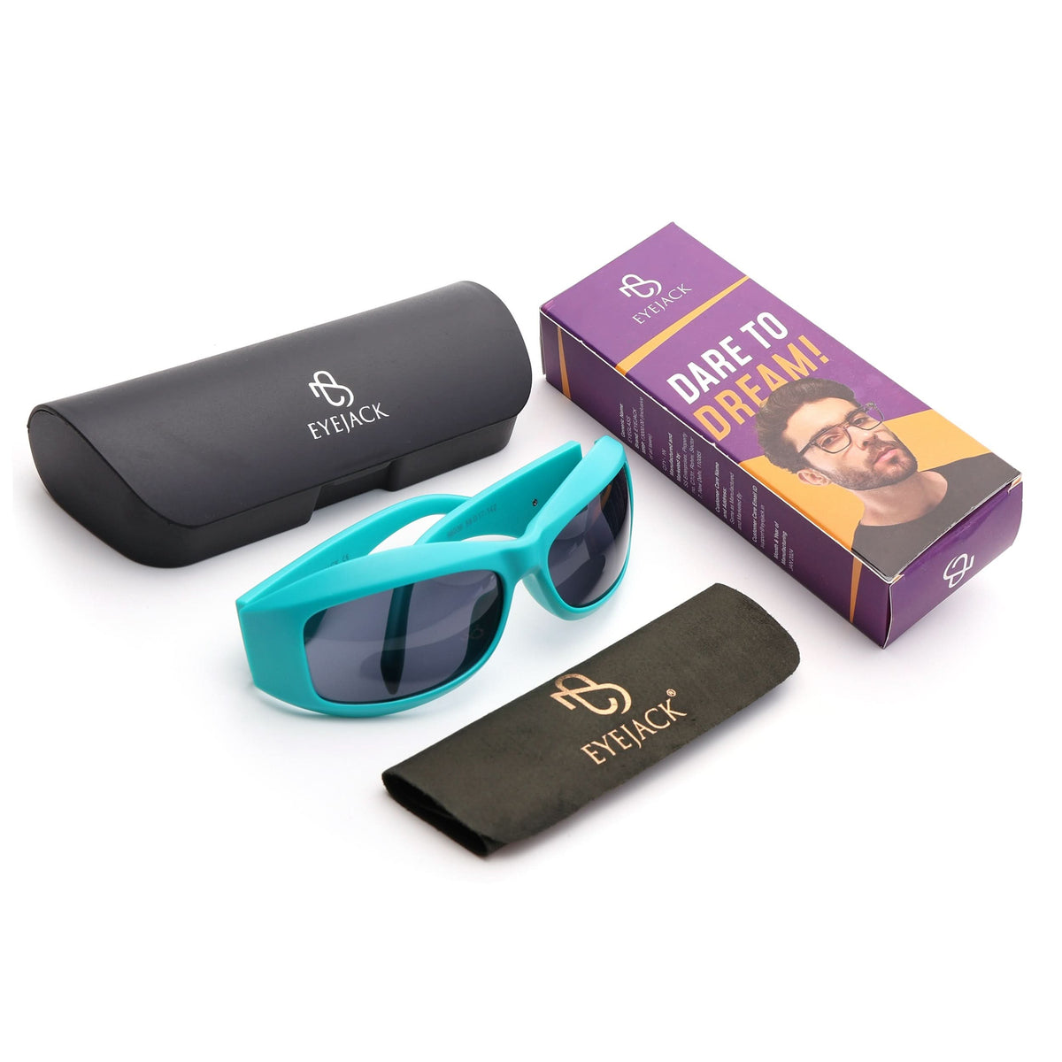 Eyejack Sea Green Wrap Around Sunglasses for Men and Women - detail view
