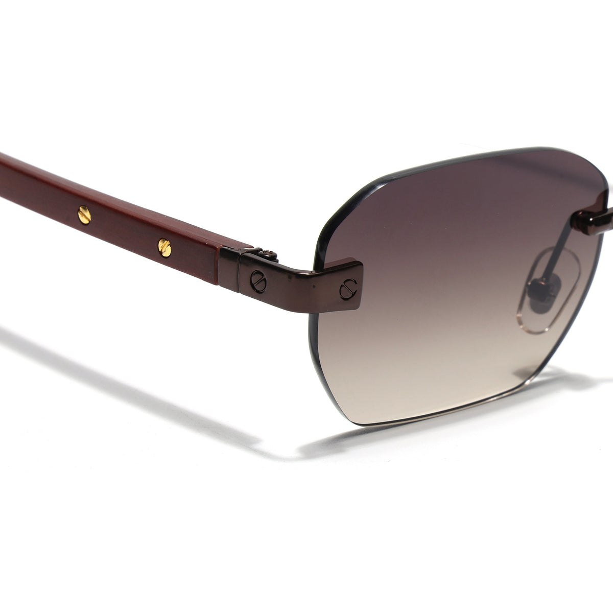 Essence Amber Brown Rimless Sunglasses for Men and Women - view 4