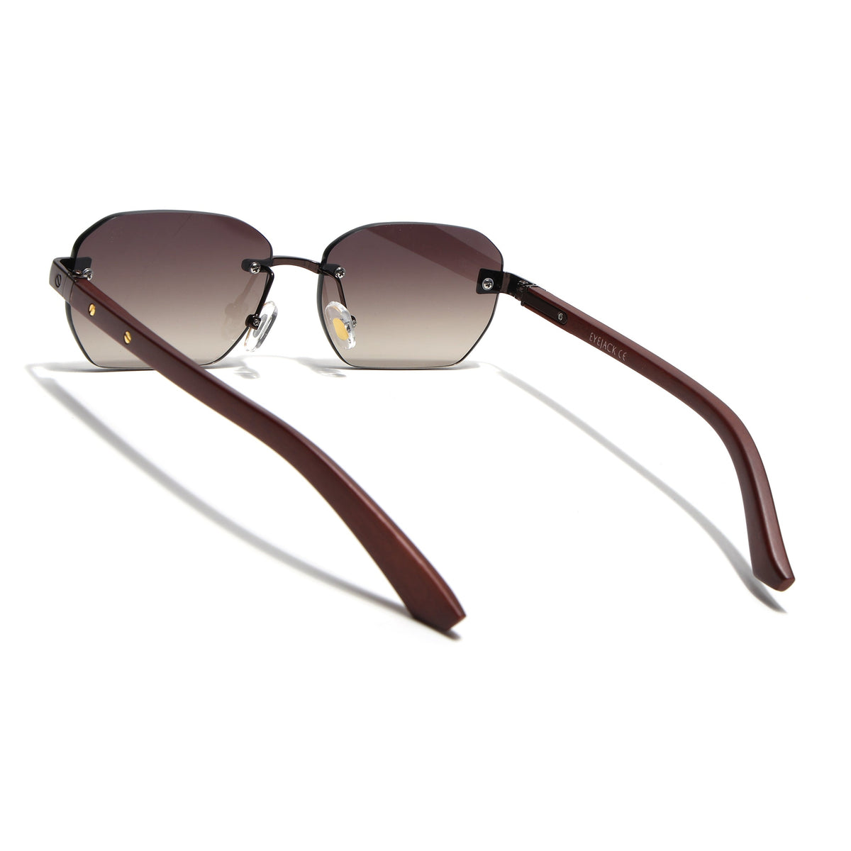 Essence Amber Brown Rimless Sunglasses for Men and Women - view 6