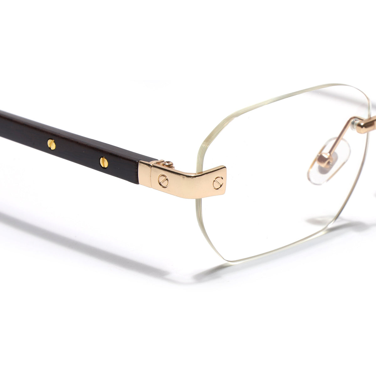 Essence Amber Golden Rimless Eyeglasses for Men and Women - view 3