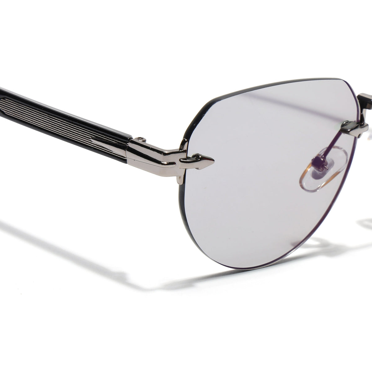 Essence Crown Silver Rimless Sunglasses for Men and Women - view 4