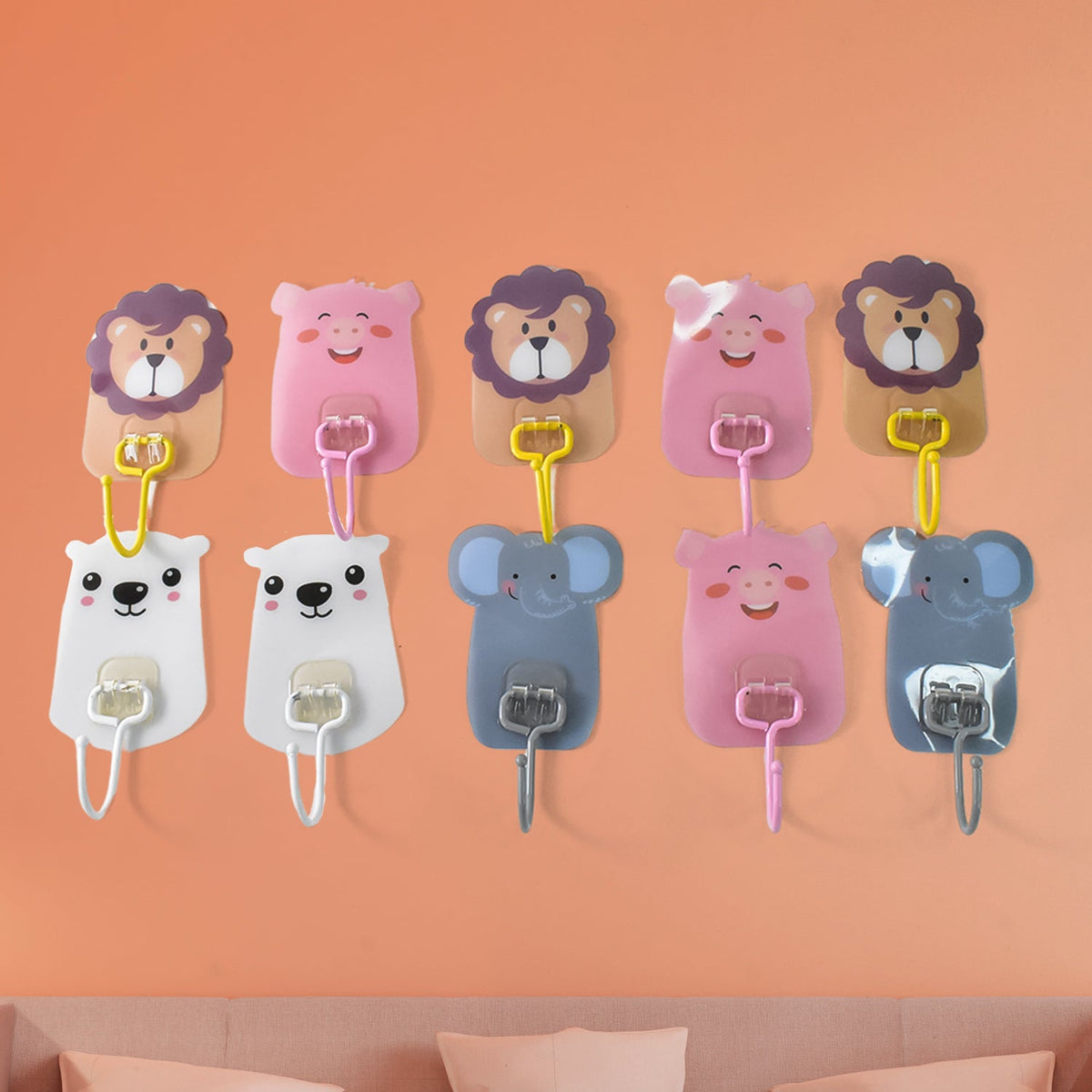Wall Mounted Cartoon Hooks Self Adhesive Hooks (10 Pcs Set) HP DD
