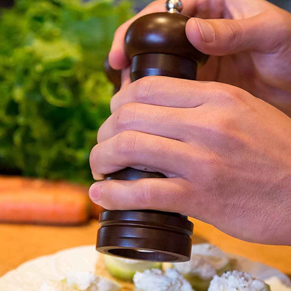 Wood Pepper Grinder for Your Kitchen & Grinding Salt Refillable, Salt Shakers with Adjustable Ceramic Rotor (1 Pc)