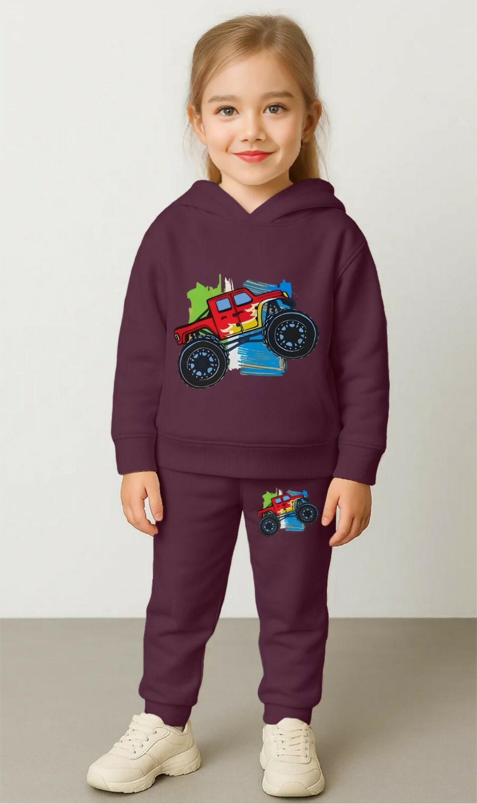 Premium Kids' Maroon Winter Sportswear Tracksuit – Long Sleeve Hooded Sweatshirt & Jogger Set Luck Fashion