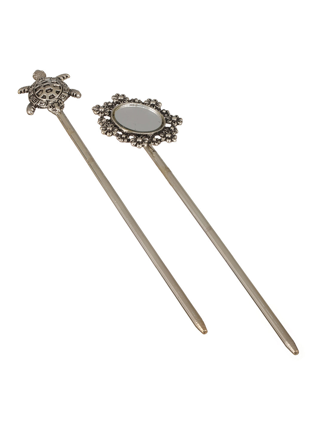 Jazz And Sizzle Set of 2 Silver Toned & Oxidised Plated Juda Pins