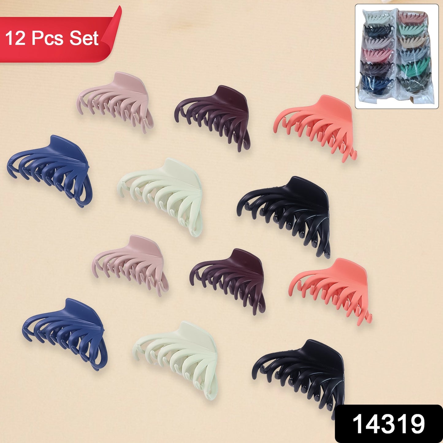 Hair Claw Clips Set For Women Girls (Mix Design Multicolor 12 Pc)
