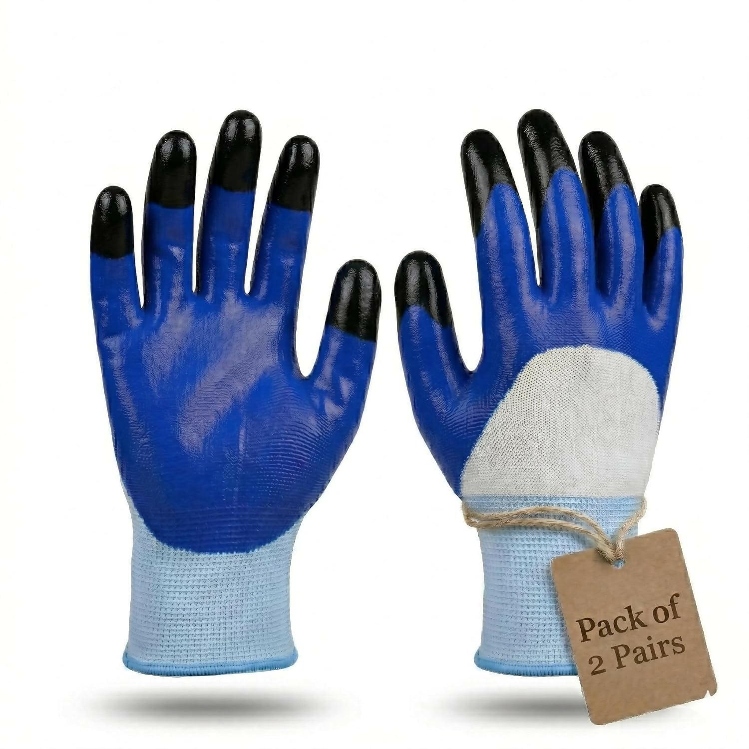 AxisGrip Nylon Safety Work Gloves with PU Nitrile Coating – Anti-Slip, Cut Resistant Hand Protection (Pack of 2)