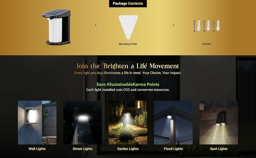Luxury Lighting – Solar Light/Lamp for Home Décor, Solar Light for Modern Homes with Motion Sensor, 3 Modes in 1, Upto 10Hr Runtime with Auto On/Off, IP54 Waterproof (6500K Cool White).