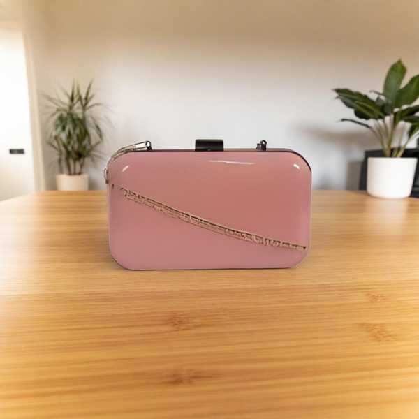 Shimmer Box Clutch With Chain Strap