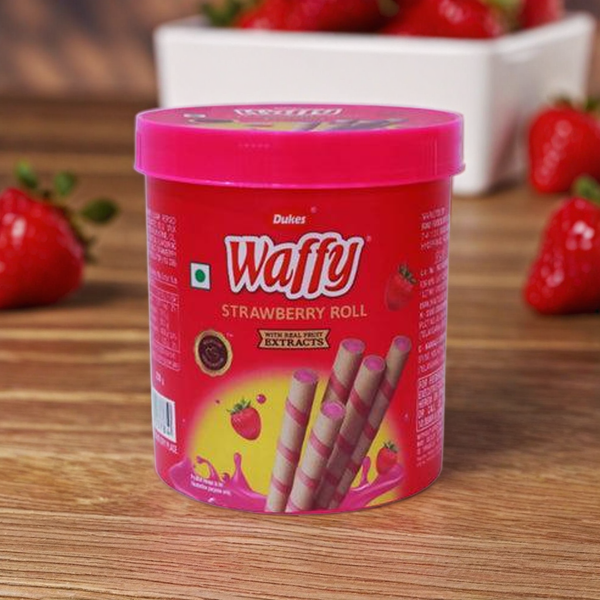Dukes Waffy Strawberry flavoured Wafer roll Jar (250g)