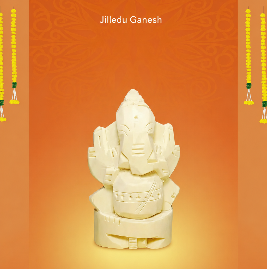 Natural Tella Jilledu Ganapathi - Swetharka Ganesh - Jilledu Ganapathi - Vallampuri Vinayakar - (Wood)