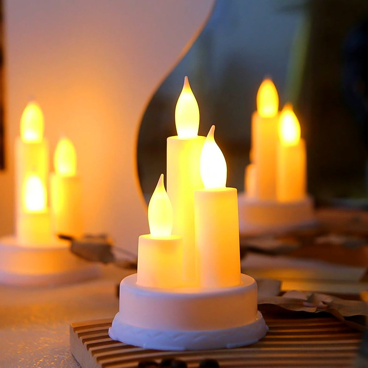 LED Taper Candles, Realistic Battery Operated Flickering Flameless Candles in Warm White Electric Candles (1 PC) HP DD