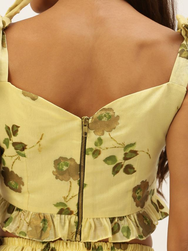Bollywood Vogue Ready To Wear Yellow Foil Printed Co Ords Set