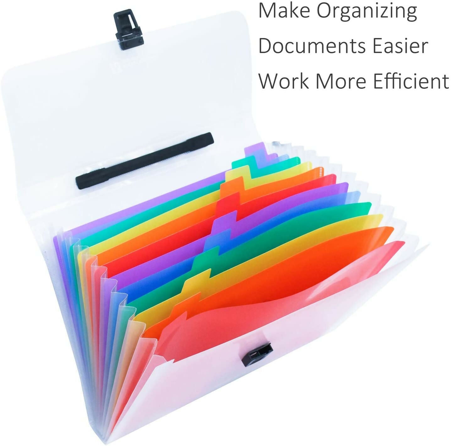Rainbow Expanding File Folder 13 Pocket File Organizer A4 Rainbow Accordion File Organizer,Index Handle File High Capacity Expanding Document Folder for Business Office Study (A4 Size)