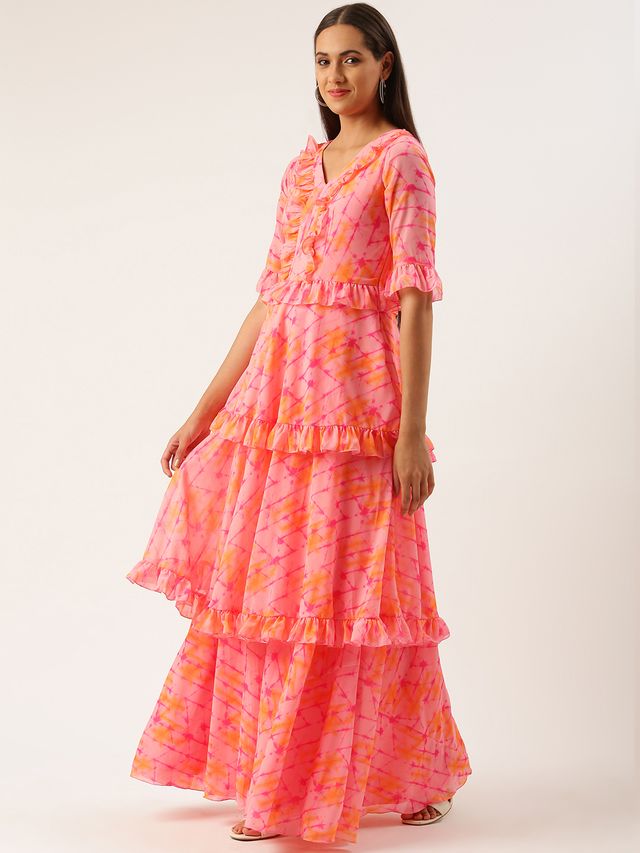 Bollywood Vogue Ready To Wear Multicolored Digital Print Georgette Gown