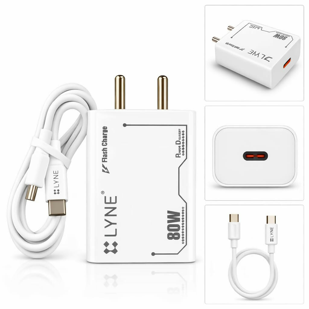LYNE 80W PD Fast Charger with USB Type-C Output & 1M Cable – Startup 19 / Chamber 25C Pro