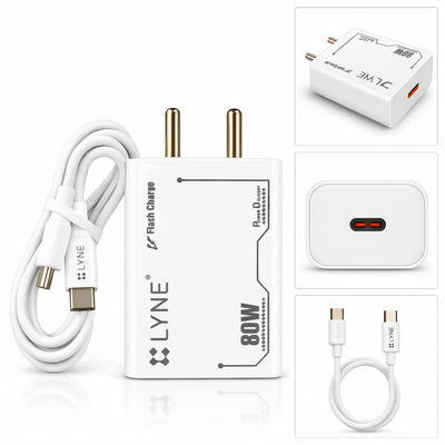 LYNE 80W PD Fast Charger with USB Type-C Output & 1M Cable – Startup 19 / Chamber 25C Pro