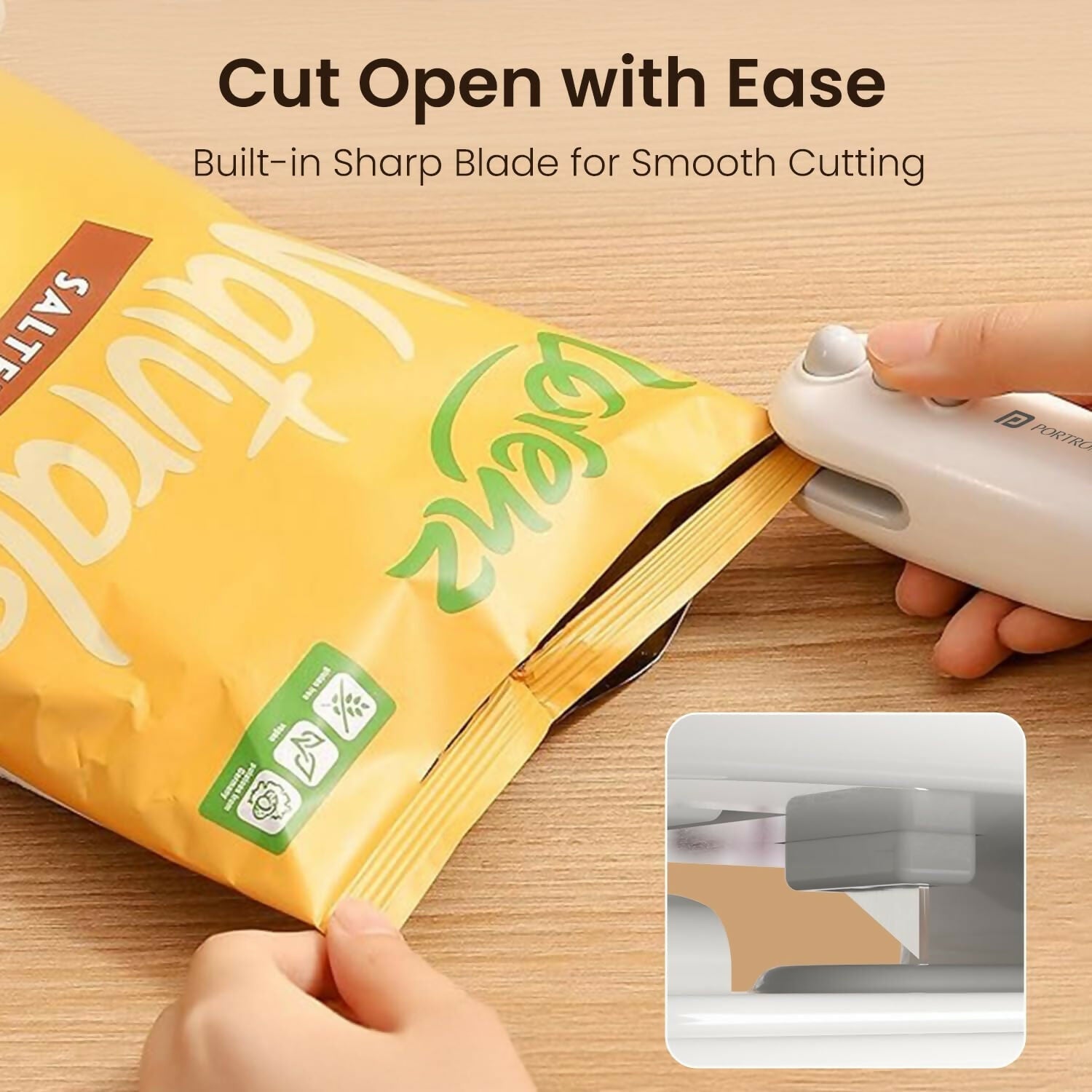 Portronics Locksy 2-in-1 Portable Mini Bag Sealer & Cutter with Type-C Rechargeable Battery, Magnetic Back, Strong Heating Seal Clip & Built-in Sharp Blade for Chips, Snacks & Travel Food Storage Halfpe Deals