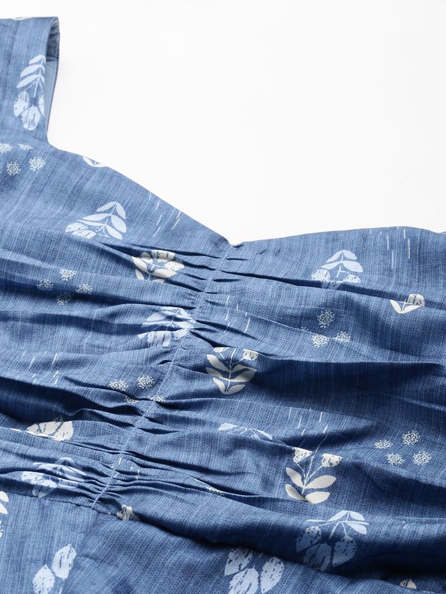 Bollywood Vogue Ready To Wear Blue Digital Printed Jacket Style Jumpsuit