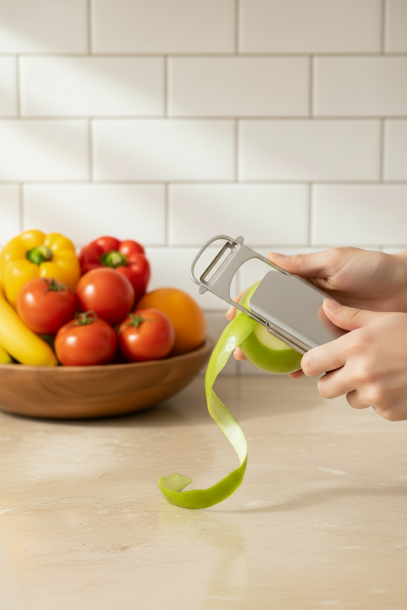 2-in-1 Stainless Steel Portable Kitchen Knife & Peeler Multi-Functional Fruit & Vegetable Peeling Tool with Safety Cover for Home, Travel & Outdoor Use Deals Zone