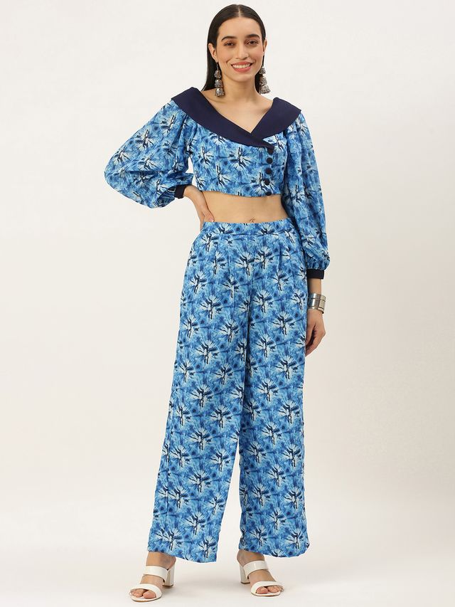Bollywood Vogue Ready To Wear Blue Muslin Co ords Set