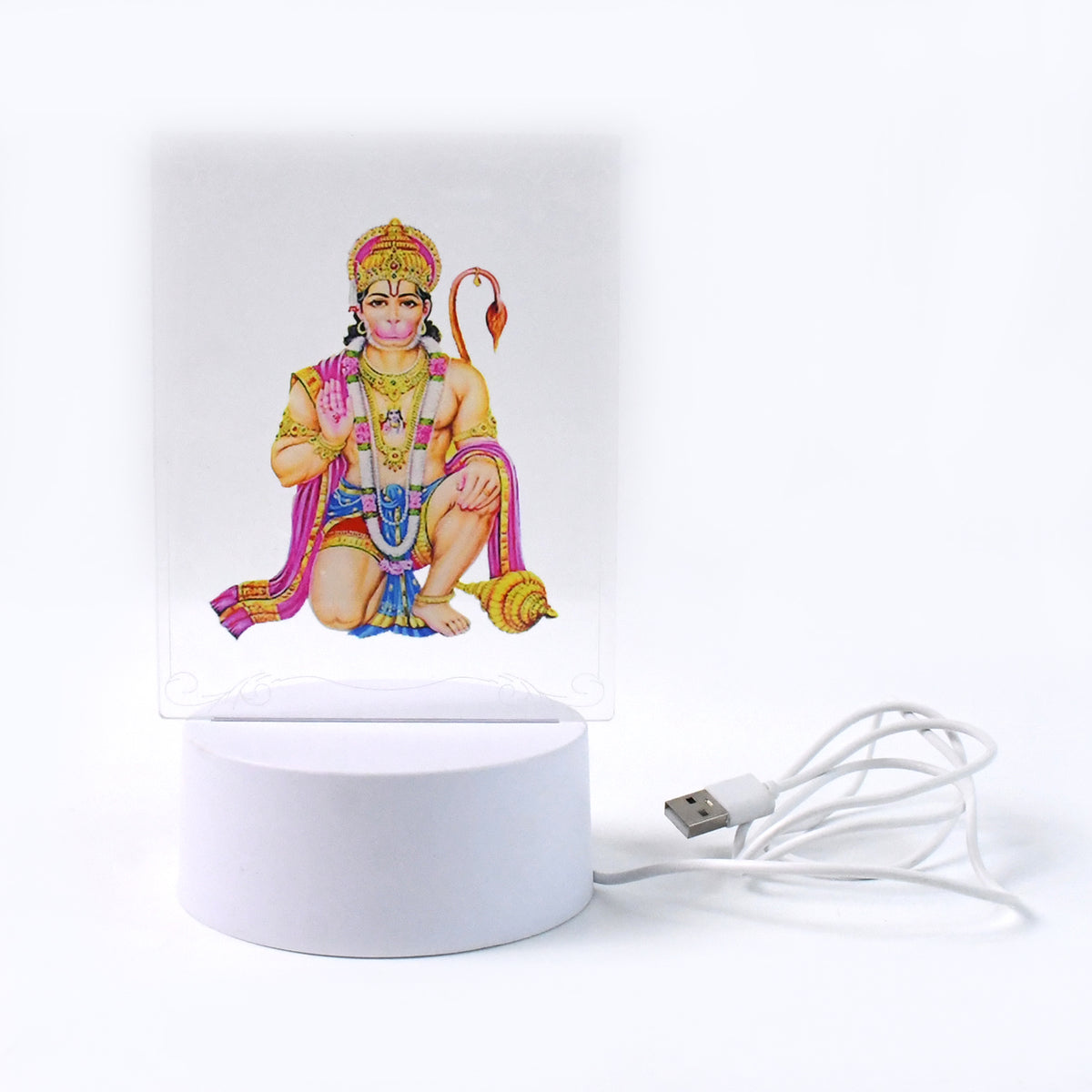 Beautiful 3d Lord Hanuman Frame With Soft White Light (1 Pc)