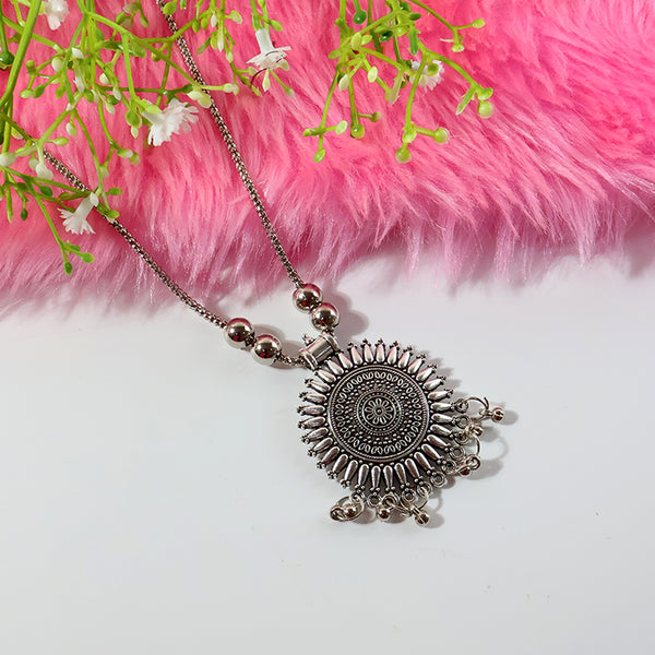 Oxidised Silver Traditional Long Necklace (1 Pc)