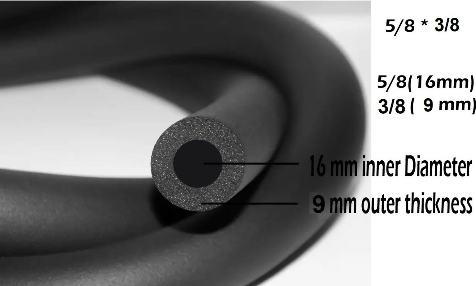 AC Tube 5/8" ID X 3/8" THK InsulationTube Nitrile Tube 16MM Inner * 9MM THK Hose Pipe (1.83 m)