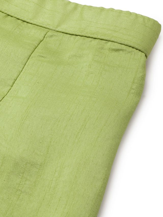 Bollywood Vogue Ready To Wear Green Cotton Foil Printed Narrow Straight Pant Suit