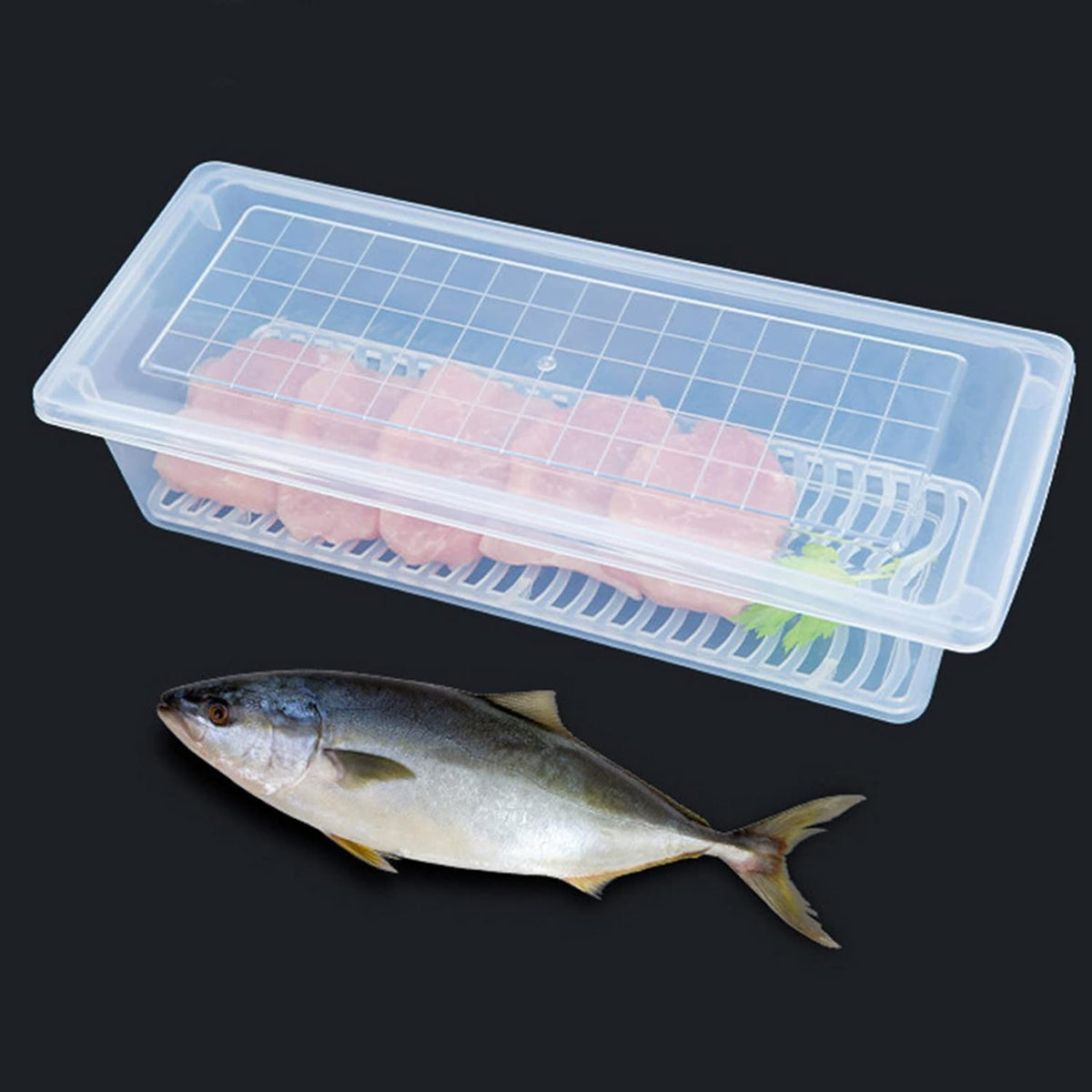 Food Storage Container With Removable Drain Plate And Lid 1500 Ml (Pack Of 1 Pc) HP DD