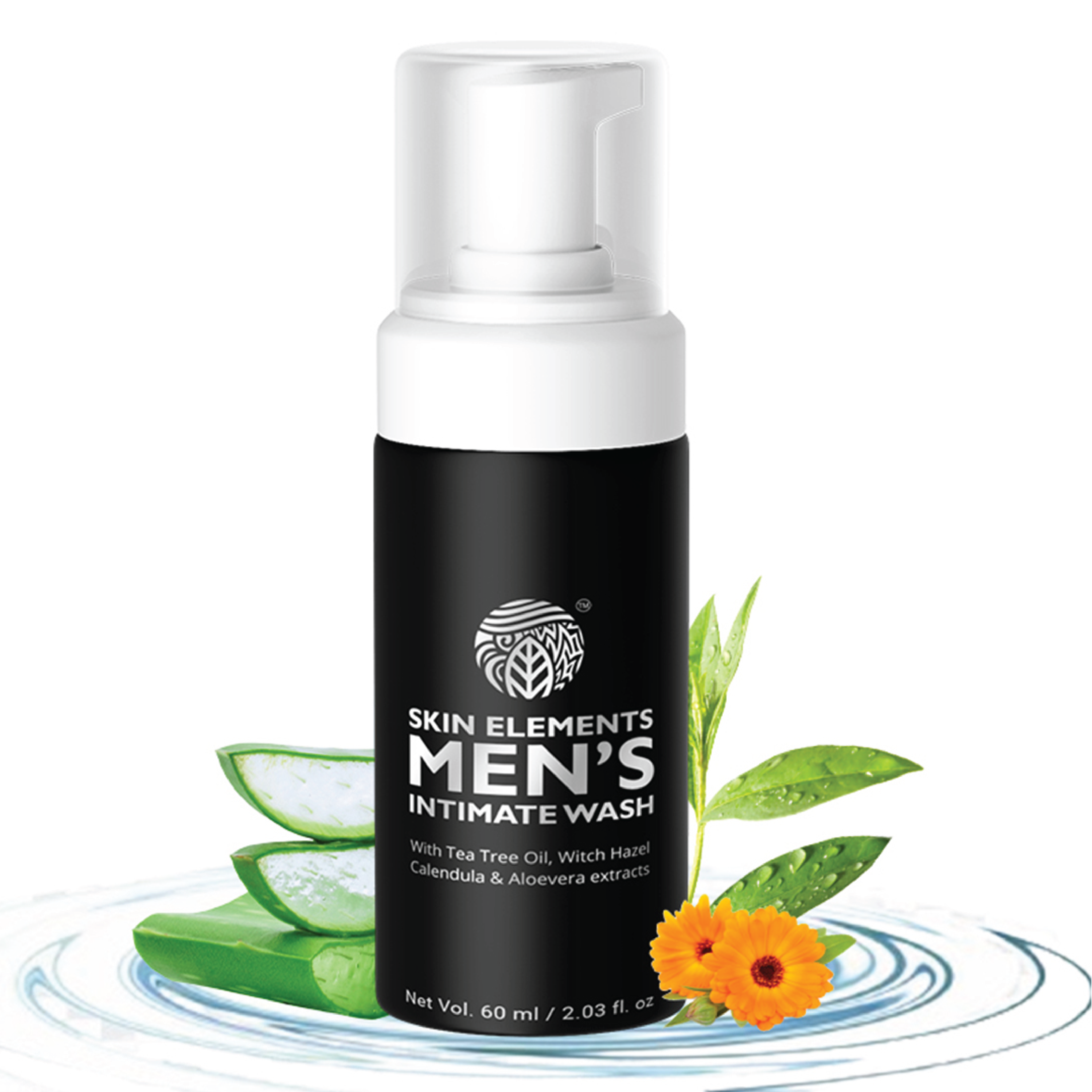 Skin Elements Intimate Wash for Men with Tea Tree Oil | pH Balanced Foaming Hygiene Wash | Prevents Itching, Irritation & Bad Odor | 60 ml
