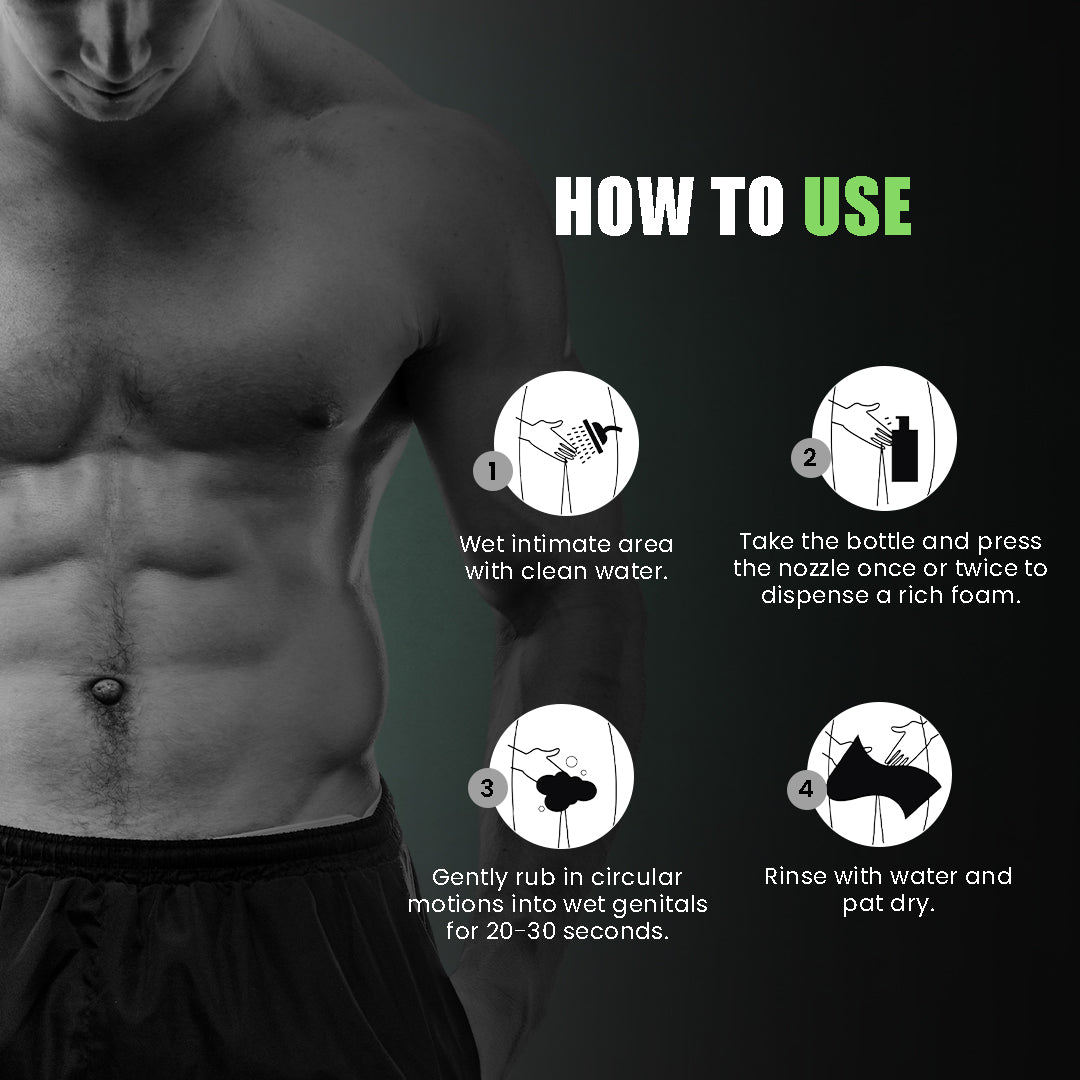 Skin Elements Intimate Wash for Men with Menthol | pH Balanced Foaming Intimate Wash | Soothes, Refreshes & Cools Intimate Area | Controls Bad Odor | 4.05 fl. oz