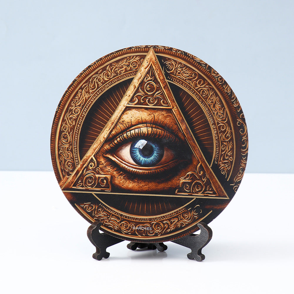 Archies Eye Ornamental Decorative Plate – Bronze All-Seeing Eye Detail