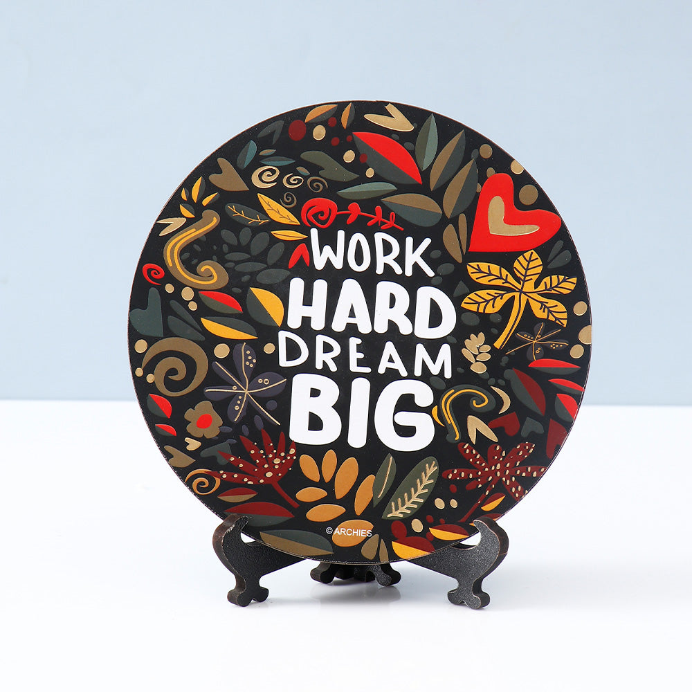 Archies Inspirational Decorative Plate – Work Hard Dream Big Detail