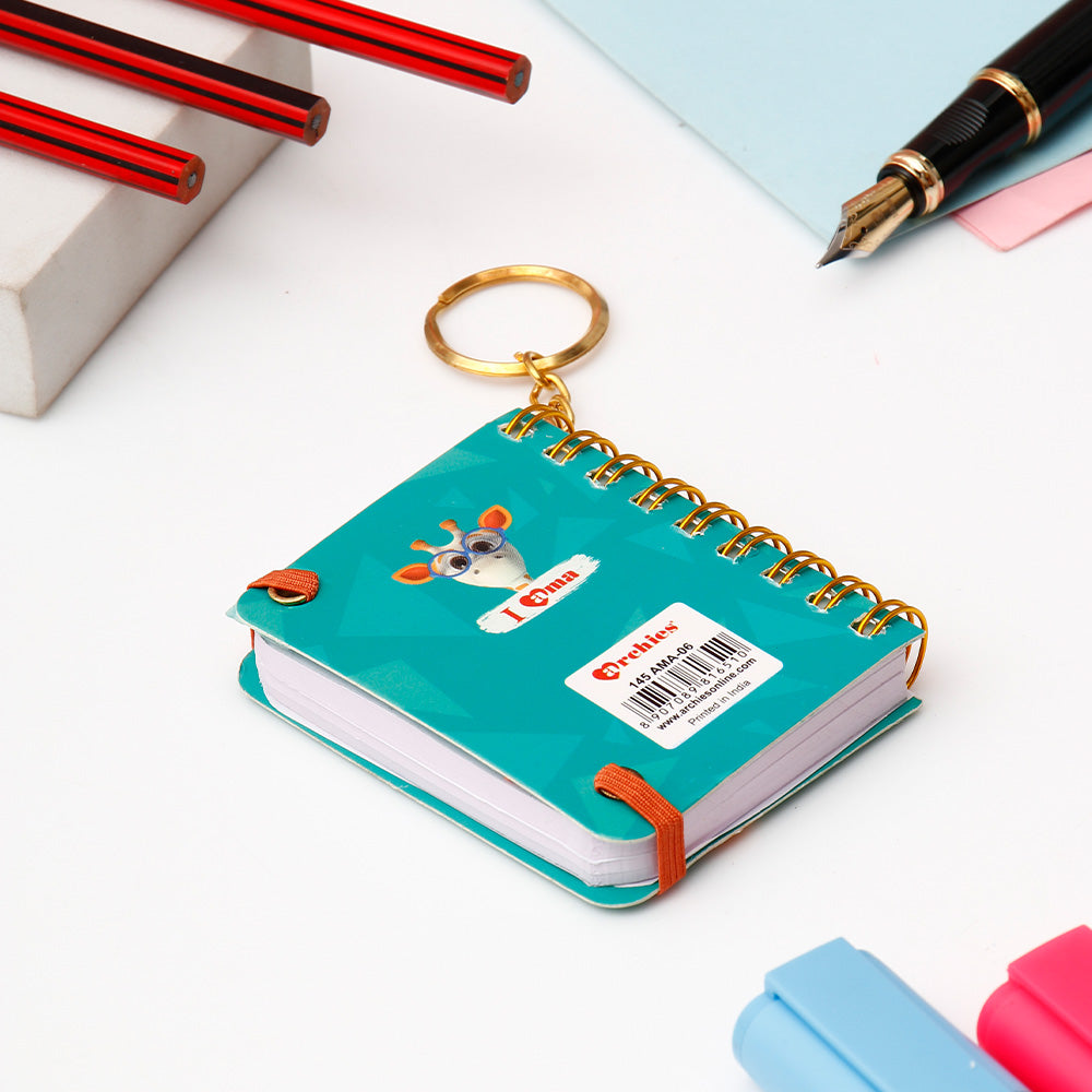 Archies Ama Giraffe Turquoise Spiral Notebook Diary – View 2