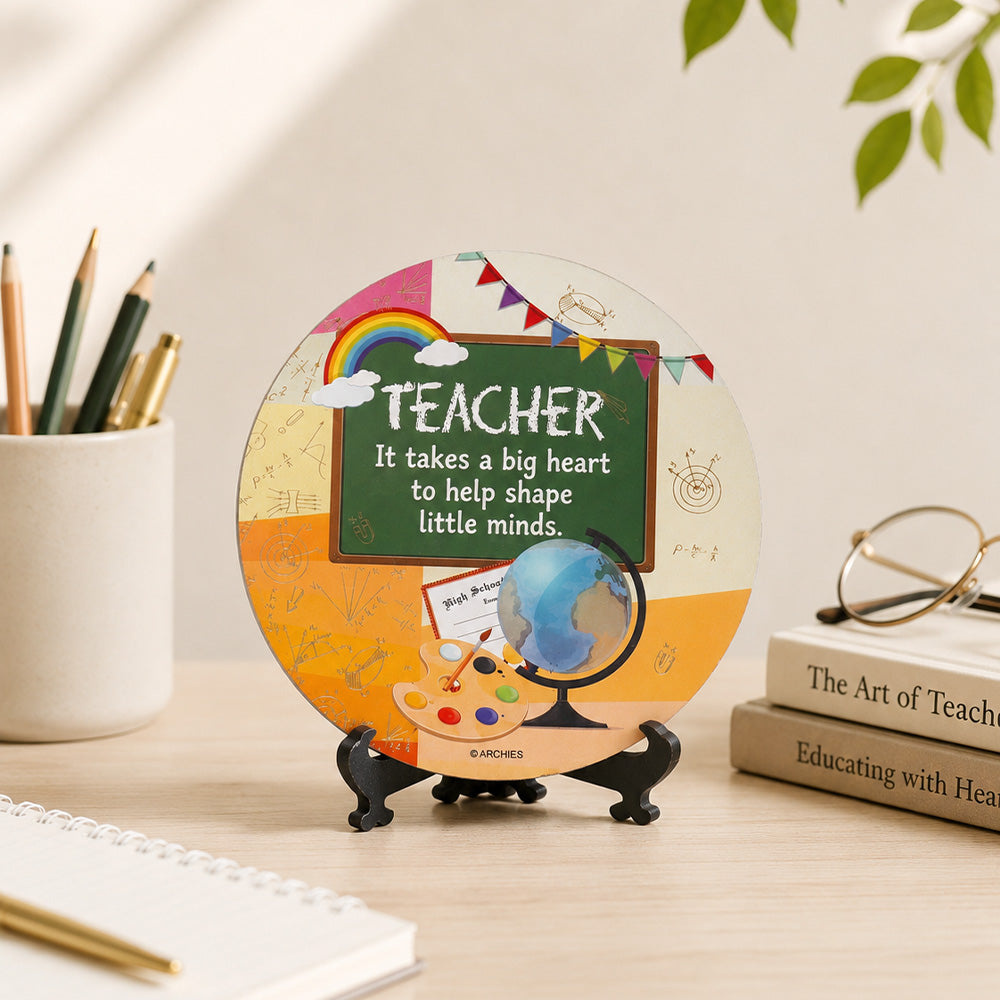 Archies Teacher Appreciation Decorative Plate – Teacher It Takes a Big Heart Colorful
