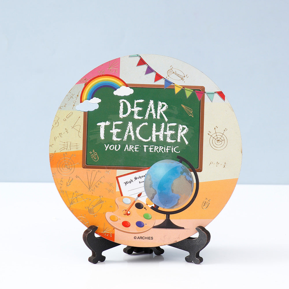 Archies Teacher Appreciation Decorative Plate – Teacher It Takes a Big Heart Colorful Detail
