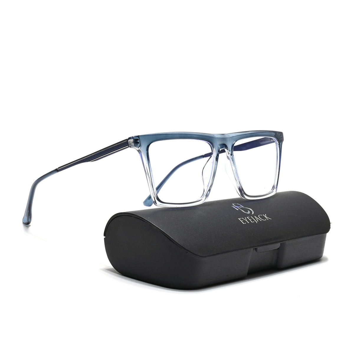 Eyejack Essentials Blue & Clear Square Eyeglasses for Men and Women - view 6