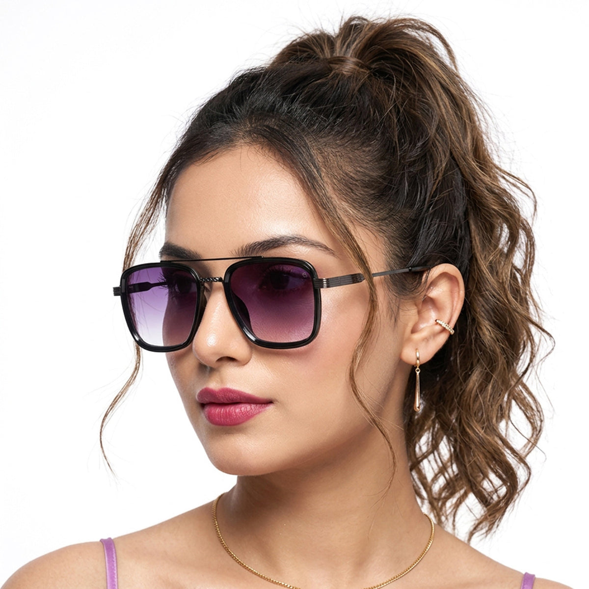 Eyejack Grey Square Sunglasses for Men and Women - Style L834 - worn by a male model (image 3)