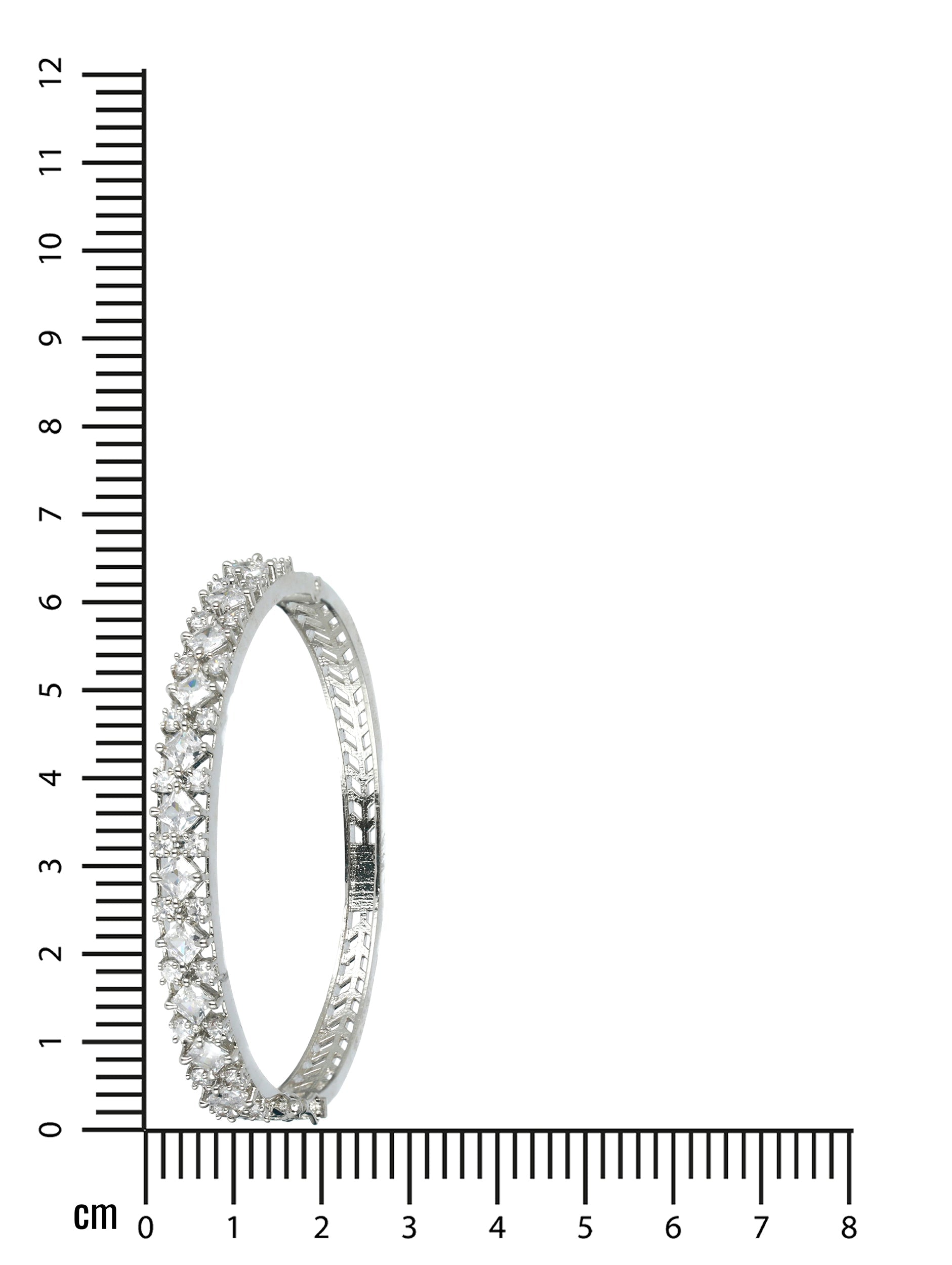 Silver-Toned & White American Diamond Handcrafted Silver-Plated Bangle Style Bracelet