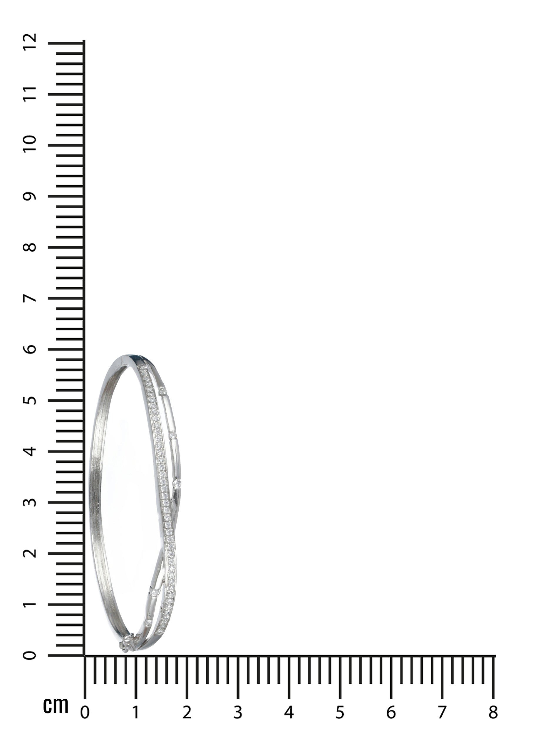 Silver-Toned & White American Diamond Handcrafted Silver-Plated Bracelet