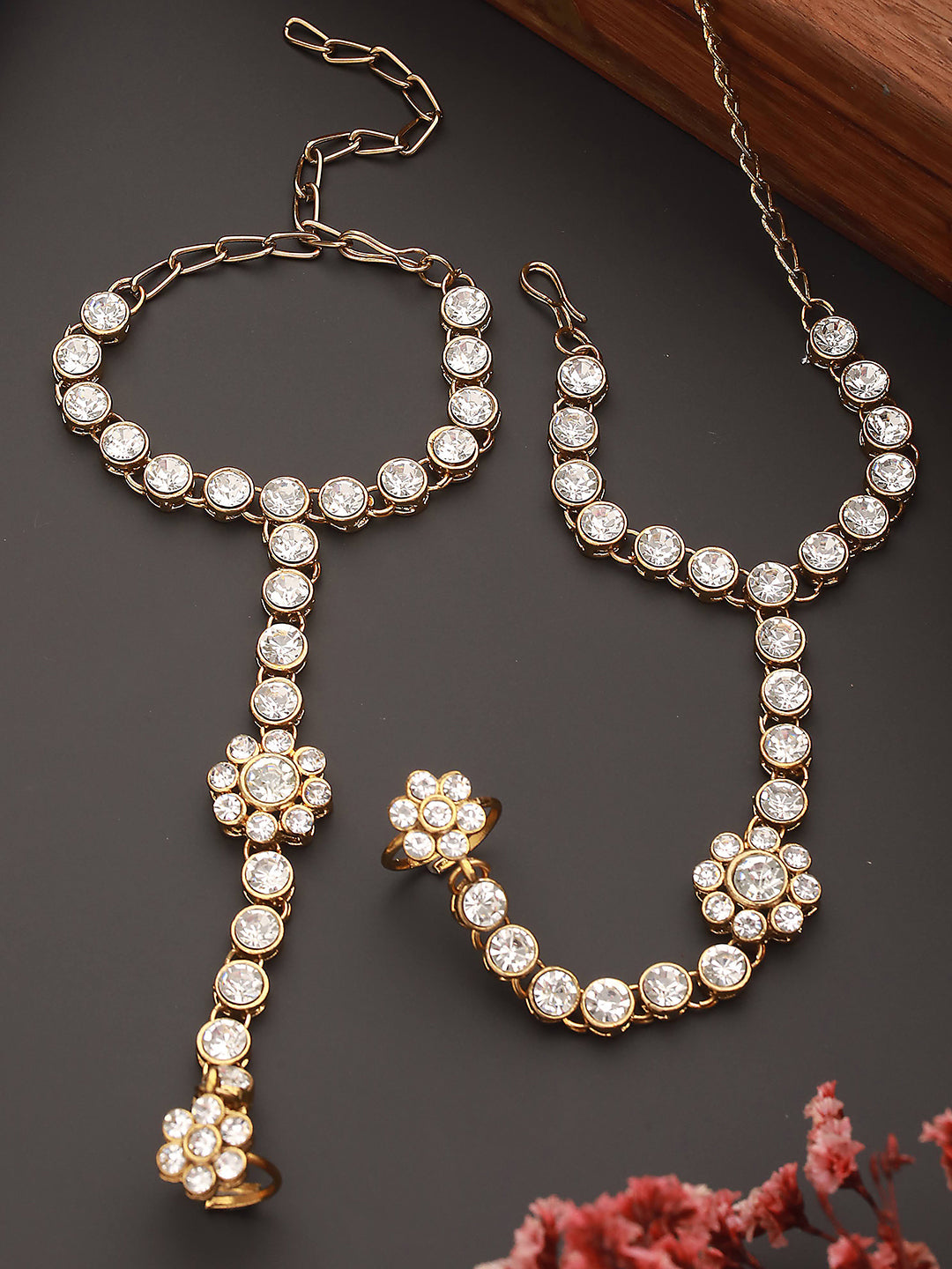 Gold Plated Kundan Studded Hanthphool